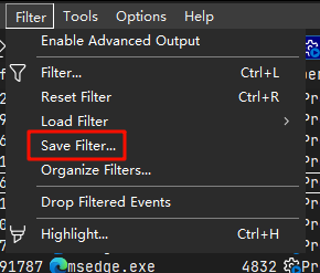Filter 配置保存